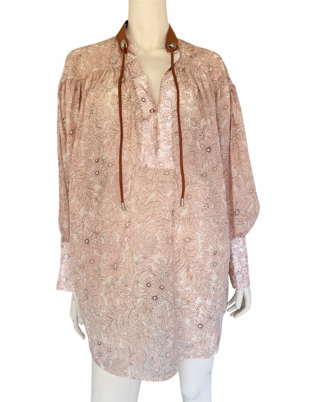 NWT Sportmax Max Mara $965 Titania Chiffon Blouse Antique Rose M Puff Sleeve